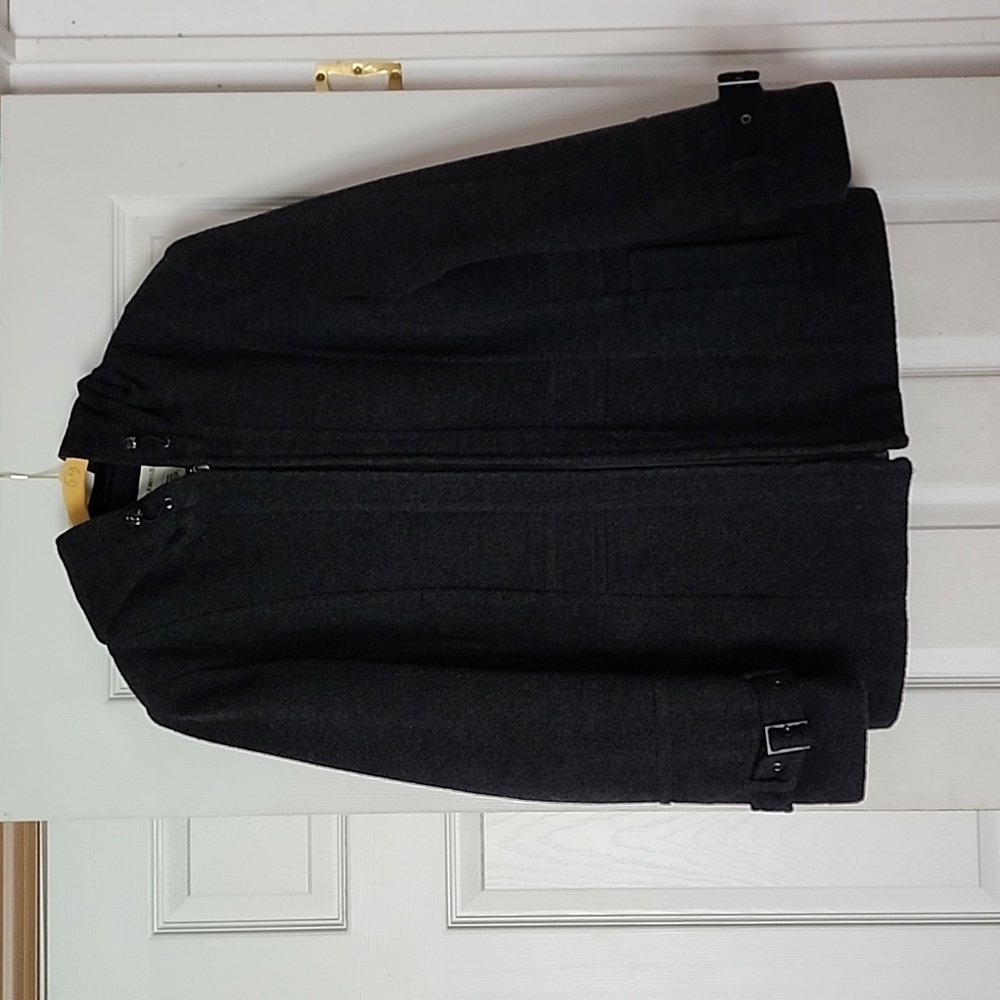 St. JOHN'S BAY Large Wool coat with fur lined hood.